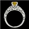 Image 2 : 1.1 CTW Certified Si Intense Yellow Diamond Solitaire Antique Ring 10K White Gold - REF-156T4M - 346