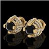 Image 1 : 2.75 CTW Fancy Black Diamond Solitaire Micro Pave Stud Earrings 18K Yellow Gold - REF-180Y2K - 37627