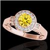 Image 1 : 1.5 CTW Certified Si/I Fancy Intense Yellow Diamond Solitaire Halo Ring 10K Rose Gold - REF-180H2A -