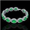 Image 2 : 30 CTW Emerald & Micro Pave VS/SI Diamond Bracelet 10K White Gold - REF-481H8A - 22686