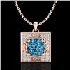 Image 1 : 1.02 CTW Fancy Intense Blue Diamond Solitaire Art Deco Necklace 18K Rose Gold - REF-125H5A - 38168