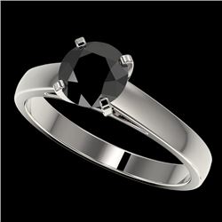 1.25 CTW Fancy Black VS Diamond Solitaire Engagement Ring 10K White Gold - REF-32K5W - 33003