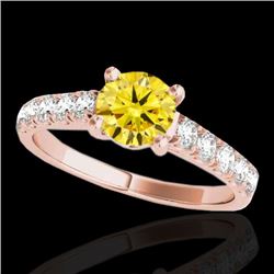 2.1 CTW Certified Si/I Fancy Intense Yellow Diamond Solitaire Ring 10K Rose Gold - REF-309H3A - 3550