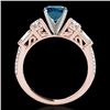Image 2 : 2.5 CTW Si Certified Fancy Blue Diamond Pave Solitaire Ring 10K Rose Gold - REF-327Y3K - 35486