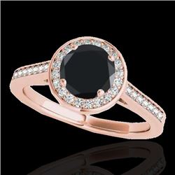 1.33 CTW Certified VS Black Diamond Solitaire Halo Ring 10K Rose Gold - REF-68M9H - 33512