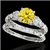 Image 1 : 1.35 CTW Certified Si/I Fancy Intense Yellow Diamond 3 Stone Set 10K White Gold - REF-174F5N - 35437