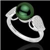 Image 2 : 0.27 CTW Micro Pave VS/SI Diamond & Peacock Pearl Ring 18K White Gold - REF-45X3T - 22642