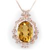 12.8 CTW Citrine & Diamond Necklace 14K Rose Gold - REF-106T8M - 10338