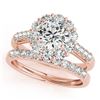 3.14 CTW Certified VS/SI Diamond 2Pc Wedding Set Solitaire Halo 14K Rose Gold - REF-645T2M - 30745