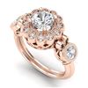 1.5 CTW VS/SI Diamond Solitaire Art Deco 3 Stone Ring 18K Rose Gold - REF-300A2X - 37059