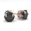 2.0 CTW Black Certified Diamond Stud Solitaire Earrings 18K Rose Gold - REF-64Y8K - 35849