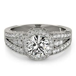 1.5 CTW Certified VS/SI Diamond Solitaire Halo Ring 18K White Gold - REF-398F9N - 26793