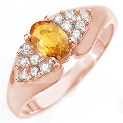 0.90 CTW Yellow Sapphire & Diamond Ring 14K Rose Gold - REF-43X6T - 10024