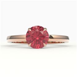 2 CTW Pink Tourmaline Designer Inspired Solitaire Engagement Ring 14K Rose Gold - REF-33W6F - 22235