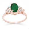 Image 1 : 1.18 CTW Emerald & Diamond Ring 14K Rose Gold - REF-26A4X - 13965