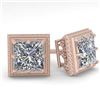 Image 1 : 1.0 CTW VS/SI Princess Diamond Stud Solitaire Earrings 18K Rose Gold - REF-187N5Y - 35960