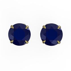 4 CTW Sapphire Designer Inspired Solitaire Stud Earrings 18K Yellow Gold - REF-32W9F - 21841