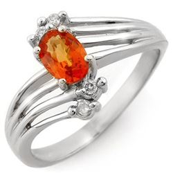 0.80 CTW Orange Sapphire & Diamond Ring 10K White Gold - REF-22Y2K - 10626