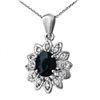 Image 1 : 1.75 CTW Blue Sapphire & Diamond Pendant 14K White Gold - REF-42W8F - 13862