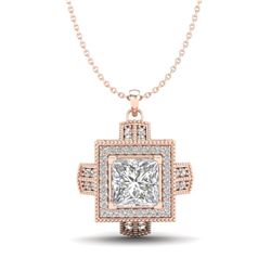 1.46 CTW Princess VS/SI Diamond Micro Pave Necklace 18K Rose Gold - REF-418M2H - 37194