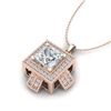 Image 2 : 1.46 CTW Princess VS/SI Diamond Micro Pave Necklace 18K Rose Gold - REF-418M2H - 37194