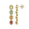 Image 2 : 6.09 CTW Multi Color Sapphire & Diamond Halo Earrings 10K Yellow Gold - REF-135K3W - 40552