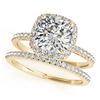 Image 1 : 0.93 CTW Certified VS/SI Cushion Diamond 2Pc Set Solitaire Halo 14K Yellow Gold - REF-142W8F - 31399