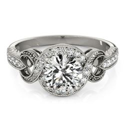 0.8 CTW Certified VS/SI Diamond Solitaire Halo Ring 18K White Gold - REF-125A3X - 26578