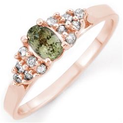 0.74 CTW Green Sapphire & Diamond Ring 14K Rose Gold - REF-28N2Y - 10392