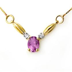 1.30 CTW Amethyst & Diamond Necklace 10K Yellow Gold - REF-18H8A - 12614