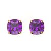 Image 1 : 4 CTW Cushion Cut Amethyst Designer Solitaire Stud Earrings 18K Yellow Gold - REF-29N3Y - 21730