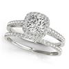 Image 1 : 1.17 CTW Certified VS/SI Cushion Diamond 2Pc Set Solitaire Halo 14K White Gold - REF-227W6F - 31391