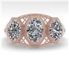 Image 1 : 2 CTW Past Present Future VS/SI Oval Cut Diamond Ring 18K Rose Gold - REF-421F6N - 36065