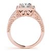 Image 5 : 1.05 CTW Certified VS/SI Princess Diamond Solitaire Halo Ring 18K Rose Gold - REF-218M2H - 27118