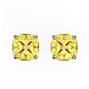 Image 1 : 3 CTW Cushion Cut Citrine Designer Solitaire Stud Earrings 18K White Gold - REF-29H3A - 21738