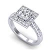 1.1 CTW VS/SI Diamond Art Deco Ring 18K White Gold - REF-180H2A - 37265