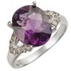 Image 1 : 3.70 CTW Amethyst & Diamond Ring 10K White Gold - REF-31A8X - 10841