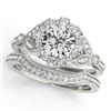 1.69 CTW Certified VS/SI Diamond 2Pc Wedding Set Solitaire Halo 14K White Gold - REF-400X2T - 30966