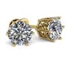 1.0 CTW Certified VS/SI Diamond Stud Solitaire Earrings 18K Yellow Gold - REF-178H2A - 35821