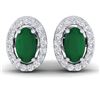 1.02 CTW Emerald & Micro Pave VS/SI Diamond Earrings Halo 18K White Gold - REF-34M5H - 21185