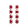 Image 1 : 6.47 CTW Ruby & Diamond Halo Earrings 10K Rose Gold - REF-114M2H - 40506