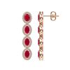 Image 2 : 6.47 CTW Ruby & Diamond Halo Earrings 10K Rose Gold - REF-114M2H - 40506