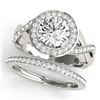 Image 1 : 1.84 CTW Certified VS/SI Diamond 2Pc Wedding Set Solitaire Halo 14K White Gold - REF-258W2F - 30639