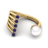 Image 2 : 0.75 CTW Tanzanite & White Pearl Designer Ring 14K Yellow Gold - REF-27M3H - 20863