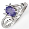 Image 1 : 0.70 CTW Tanzanite & Diamond Ring 18K White Gold - REF-33Y6K - 10191