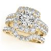 Image 1 : 3.01 CTW Certified VS/SI Diamond 2Pc Wedding Set Solitaire Halo 14K Yellow Gold - REF-592W5F - 30896