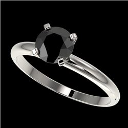 1 CTW Fancy Black VS Diamond Solitaire Engagement Ring 10K White Gold - REF-32T8M - 32887