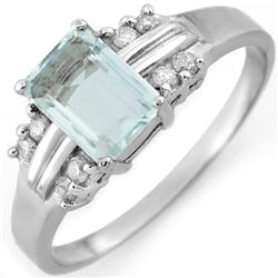 1.41 CTW Aquamarine & Diamond Ring 10K White Gold - REF-30A4X - 10587