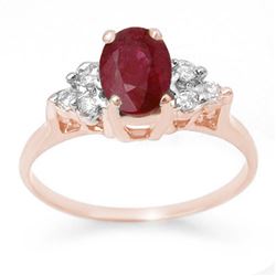 1.35 CTW Ruby & Diamond Ring 14K Rose Gold - REF-26T4M - 13625