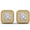 2 CTW Certified VS/SI Diamond Art Deco Micro Halo Stud Earrings 14K Yellow Gold - REF-224T4M - 30500